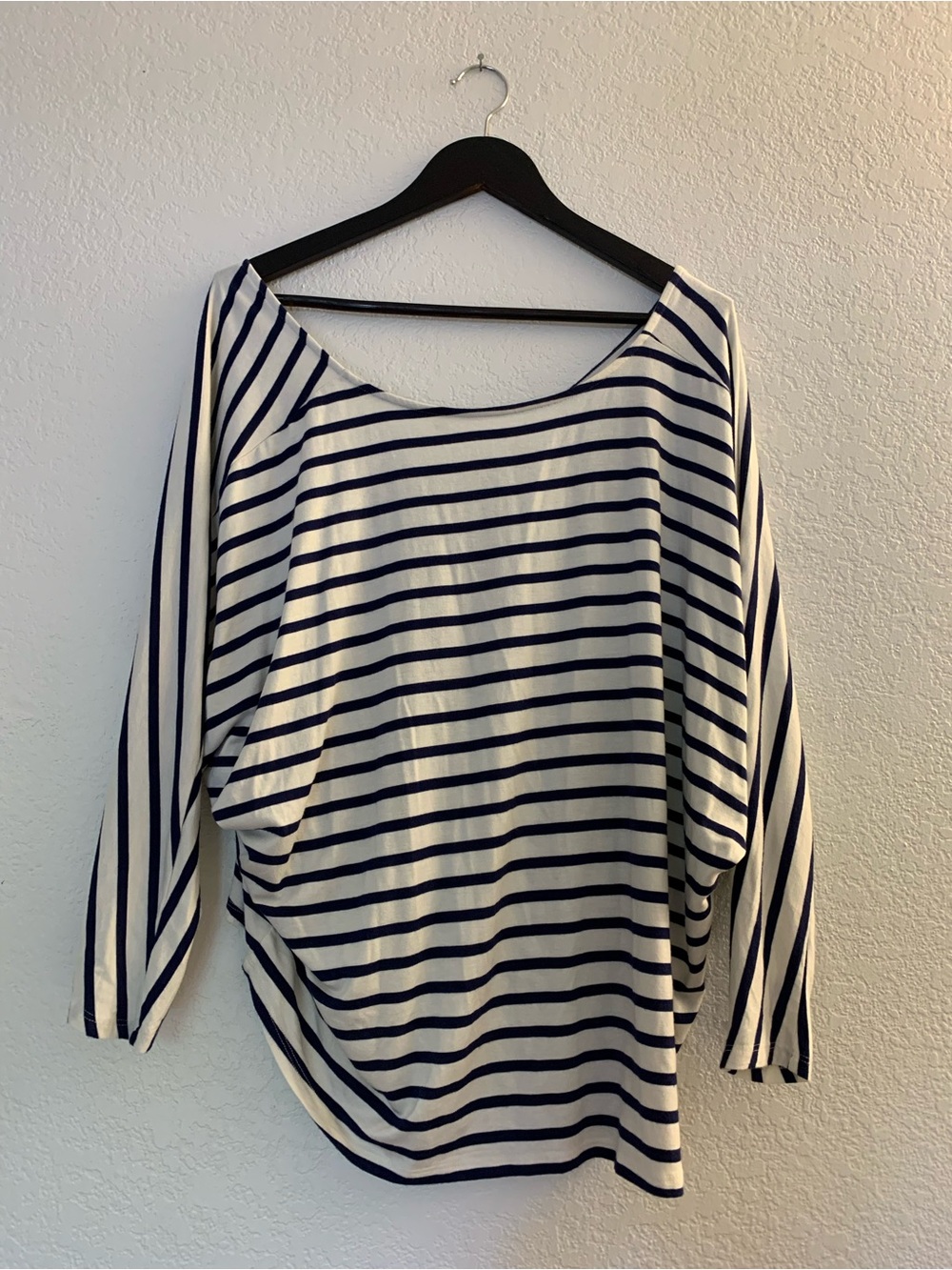Rachel Pally Navy White Striped Boatneck Modal Blend Top S